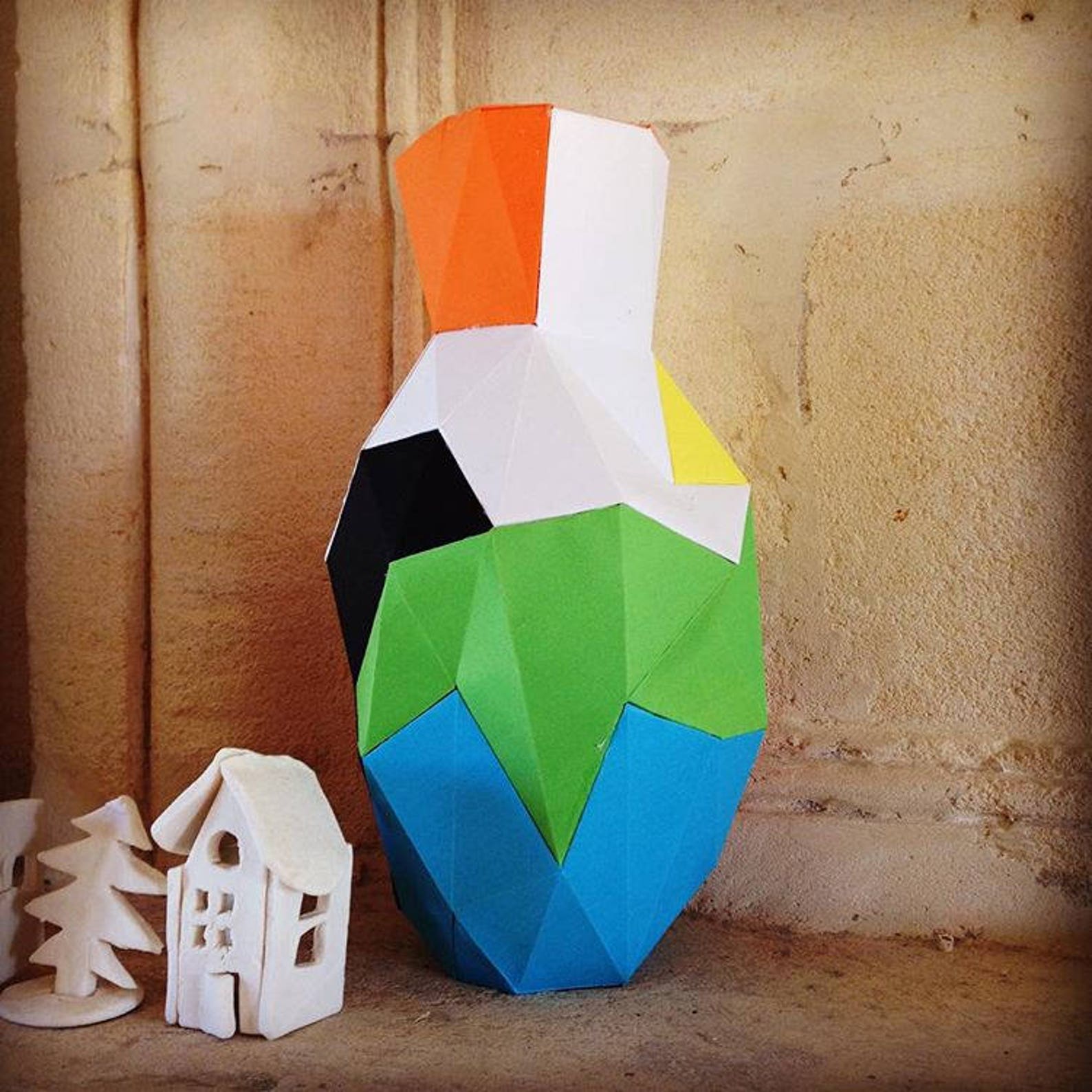 DIY Geometric Paper Vase Template final Object 33cm Etsy