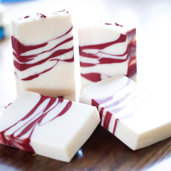 Peppermint Soap -Stocking Stuffer -Candy Cane -Handmade Soap -Christmas Gifts -Holiday Gifts -Vegan Soap-Shea Butter-Homemade Soap-Palm Free