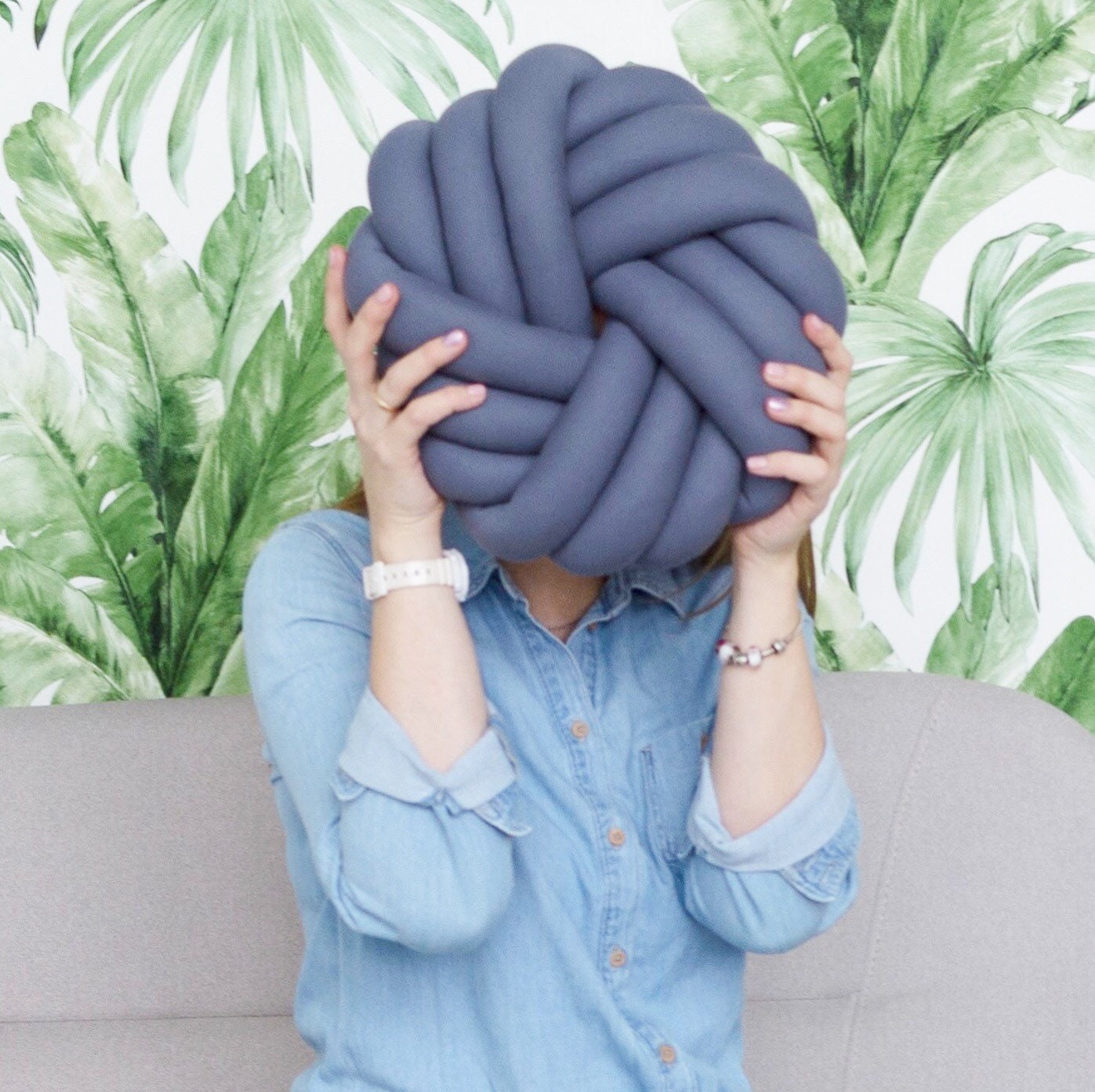 Knot pillow Gray knotted pillow knotted pillow Knot Etsy