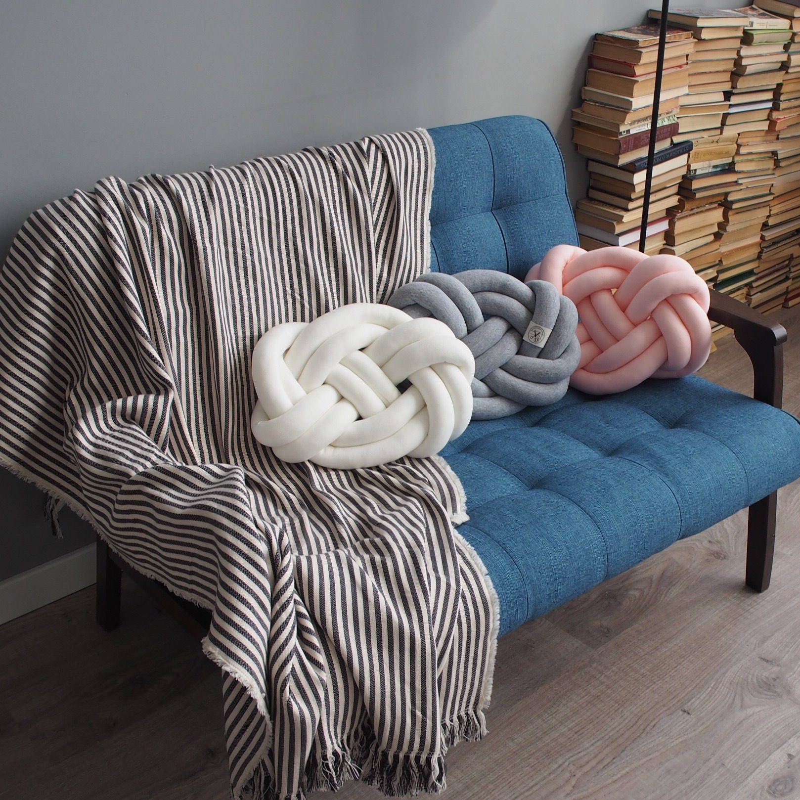 Knotted pillow Off white pillow Knot cushion Knot pillow Etsy