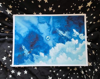 Kunstdruk Volle maan-skyline