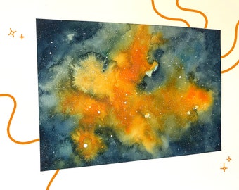 Original Orange Space Painting