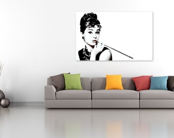 Audrey Hepburn Breakfast at Tiffany&#39;s, High Quality Canvas, Unique Image Quality