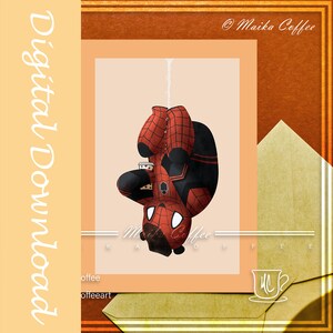 Cartão Spider Panda, arte do Panda Spider, download digital, cartão de café para viagem, presentes temáticos do Panda, cartões engraçados, cartão de café Spider Panda