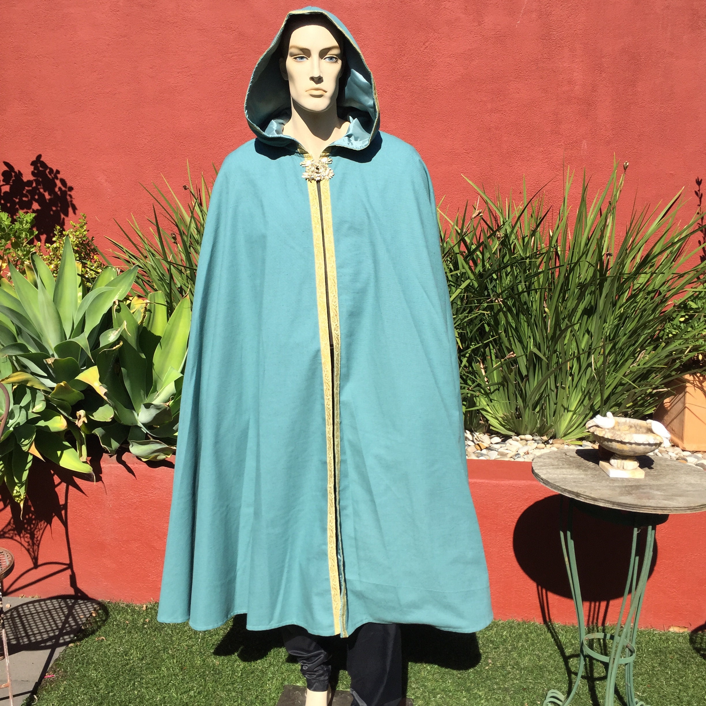 Blue cloak with gold trim Etsy