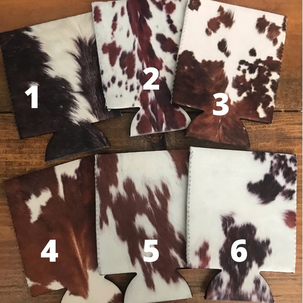 Western can cooler | Cowhide | can holder | western gifts | can sleeve | western | sublimation | can insulator | western accessories