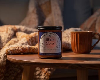 Black Coral Scented Pure Soy Candle, Nontoxic Fragrance, 8 oz,  Masculine Home Fragrance, Coastal Decor, Modern Vintage Home