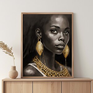 Black Woman Art, Wall Decor, Digital Download, Oil Painting Print, Home Decor, Black Women Art, Artwork Prints, Afrocentric Art