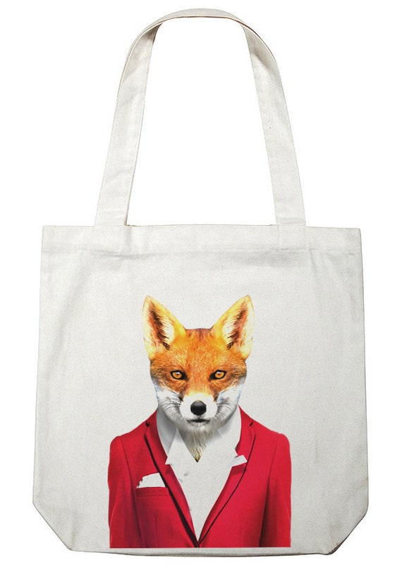 Fox Canvas Tote Bag Etsy UK