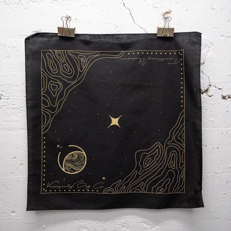 Kuiperly Bandana Scarf- Black & Gold cotton face mask