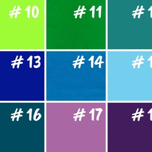 May include: A color chart with nine squares, each with a different color. The squares are numbered 10 through 18.