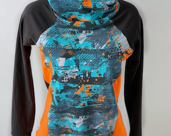 Opal model for women. Hooded hoodie. Abstract design.