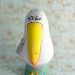 Ceramic Sculpture Ceramic Figurine Seagull Bird Sculpture Unique gift Handmade Home Decor image 1