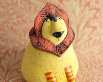 Ceramic Sculpture - Ceramic Figurine - Lion - Handmade - Unique gift - Home Decor