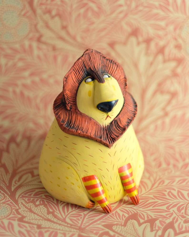 Ceramic Sculpture Ceramic Figurine Lion Handmade Unique gift Home Decor image 1