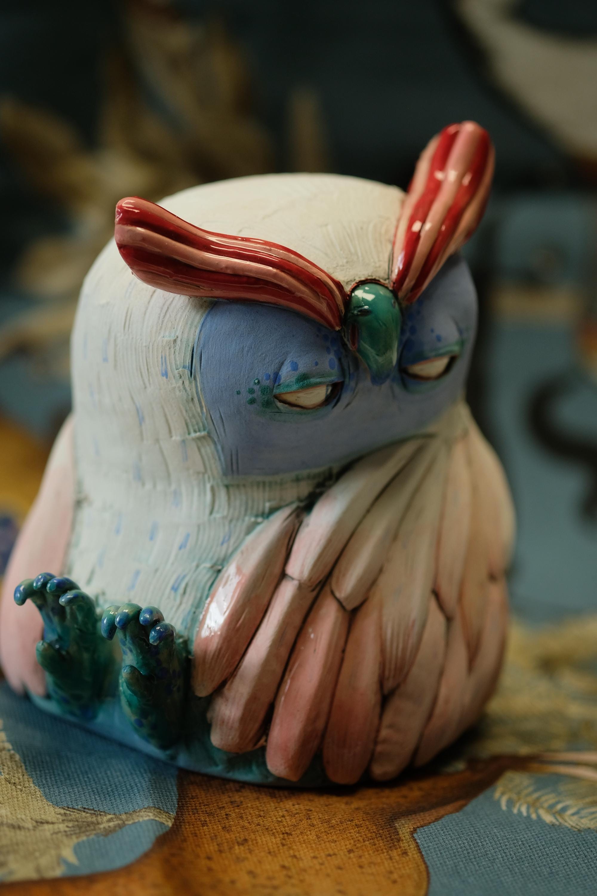 フクロウ彫刻 陶器 陶器製置物 - フクロウの彫刻 - 鳥の彫刻 - フクロウ - 陶器 - ホーム