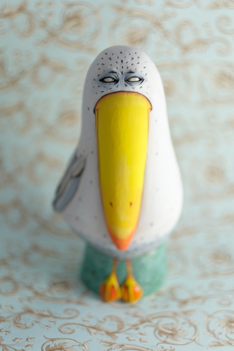 Ceramic Sculpture Ceramic Figurine Seagull Bird Sculpture Unique gift Handmade Home Decor image 2