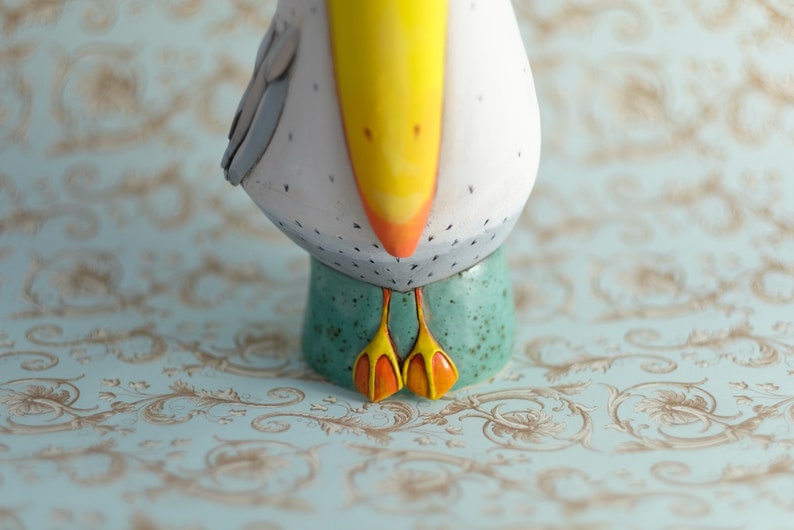 Ceramic Sculpture Ceramic Figurine Seagull Bird Sculpture Unique gift Handmade Home Decor image 5