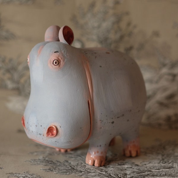 Keramik Skulptur - Keramik Figur - Hyppo - Nilpferd - Handgemacht - Individuell - Einzigartiges Geschenk
