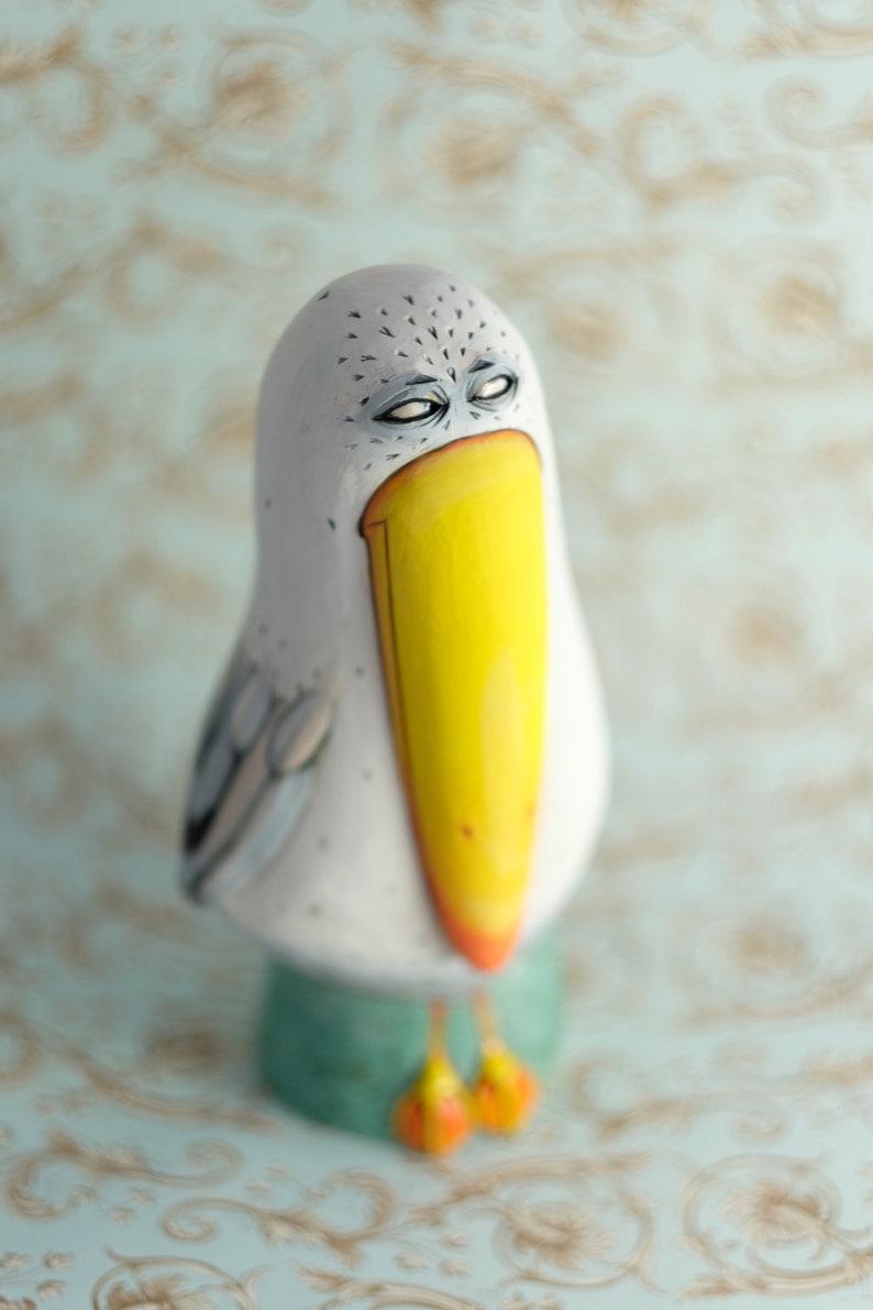 Ceramic Sculpture Ceramic Figurine Seagull Bird Sculpture Unique gift Handmade Home Decor image 3