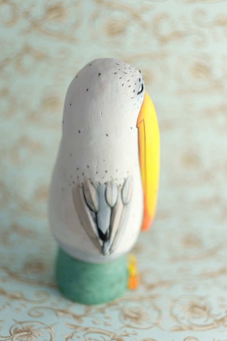 Ceramic Sculpture Ceramic Figurine Seagull Bird Sculpture Unique gift Handmade Home Decor image 4