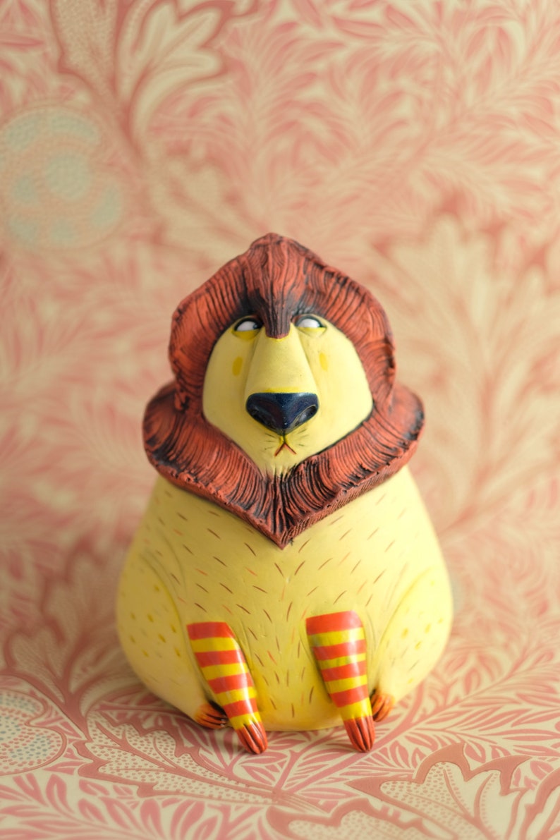 Ceramic Sculpture Ceramic Figurine Lion Handmade Unique gift Home Decor image 2