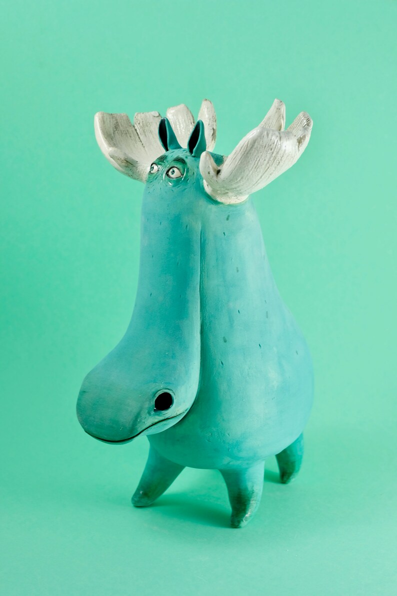 Ceramic sculpture Ceramic Figurine Moose Sculpture Deer Etsy