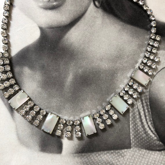 Vintage 1950s-70s Diamanté Short Collar Necklace,… - image 3