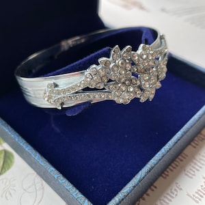 Art Deco Bangle, Vintage Crystal Bangle, Vintage Art Deco Bangle, Vintage Art Deco Bracelet, Art Deco Silver & Crystal Bangle,