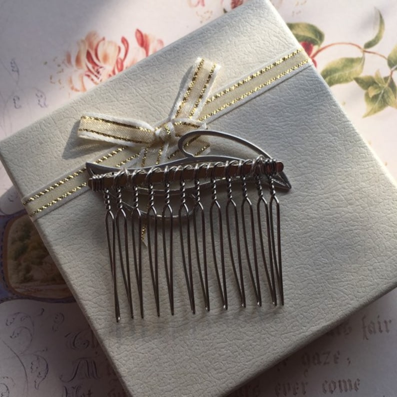 Modernist Design Bridal Bridesmaid Prom Hair Accessories Sterling Silver Hair Comb Hallmarked