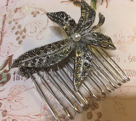Vintage Bridal Vintage Marcasite Hair Comb- Leaves /& Berries Prom Hair Comb Bridesmaid Wedding Hair Accessories