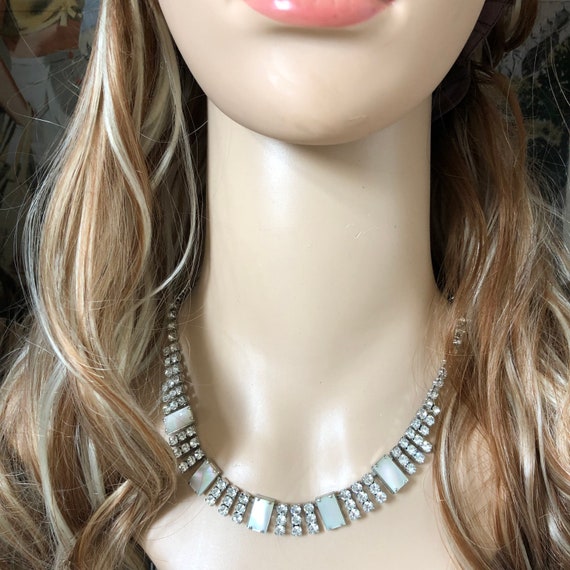Vintage 1950s-70s Diamanté Short Collar Necklace,… - image 2