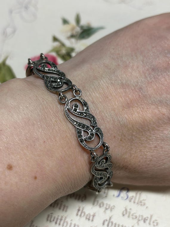 Vintage marcasite art deco bracelet Antique Silver and Marcasite Edwardian Art Deco Bracelet - Etsy main image 2
