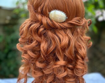 Vintage Mother of Pearl Bridal Hair Comb, Up Cycled Wedding Hair Accessory