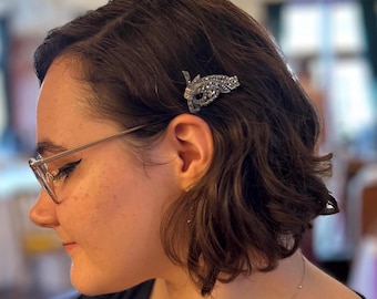 Art Deco Bridal Hair Comb: Vintage Sterling Silver Marcasite Headpiece