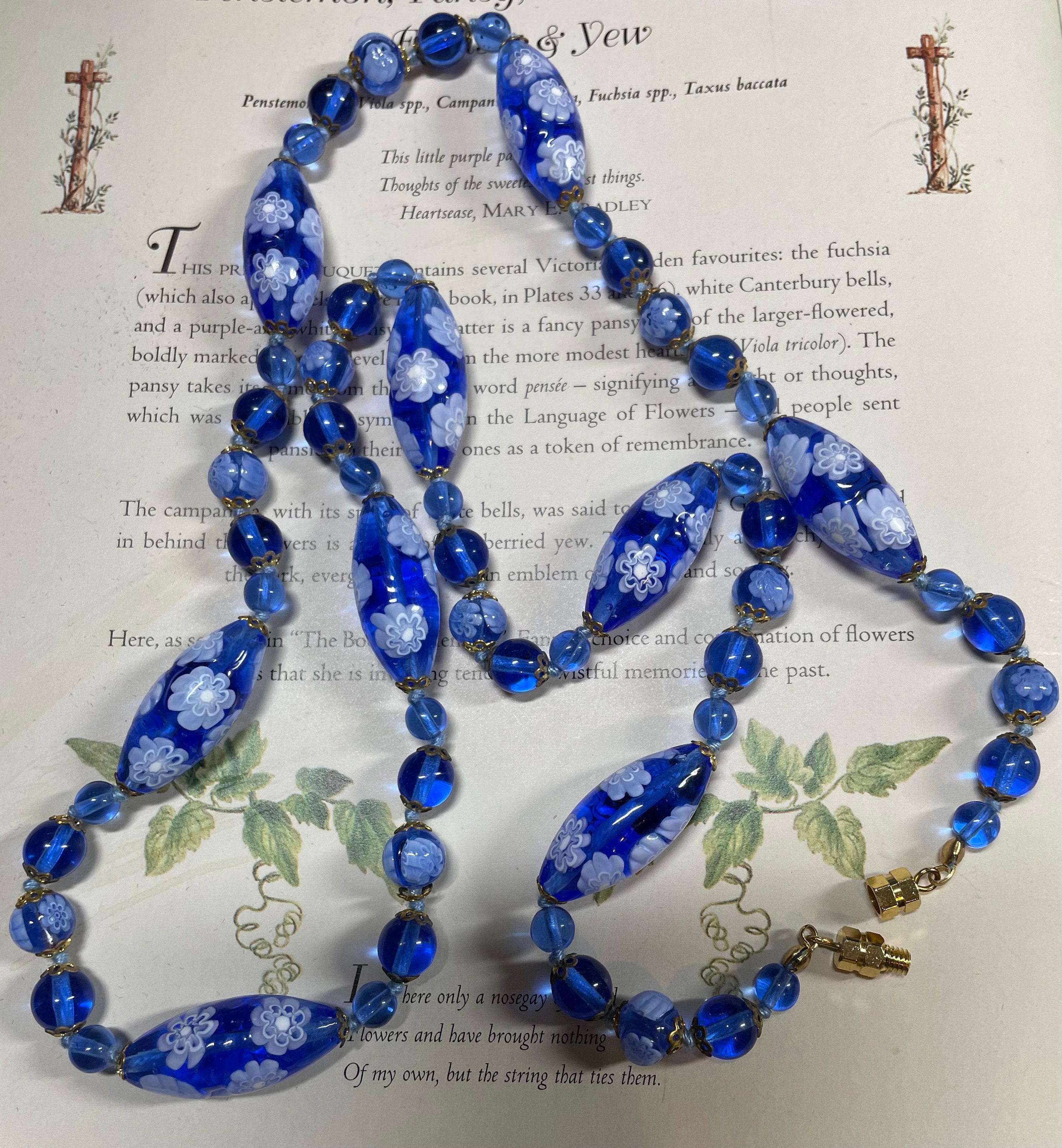 ◇Primaute◇ BLUE BEADS CRYSTAL NECKLACE Necklace Blue Crystal Vintage - Etsy