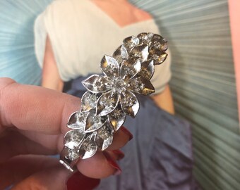 Vintage Silver & Crystal Bangle, Bridal Jewellery Small Bangle