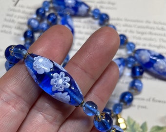 ◇Primaute◇ BLUE BEADS CRYSTAL NECKLACE Necklace Blue Crystal Vintage - Etsy