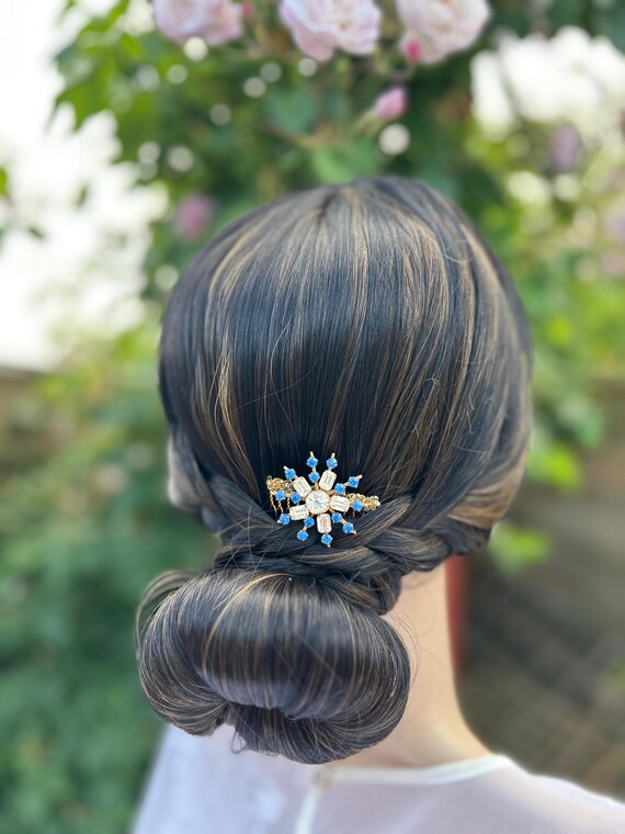 Vintage Crystal Hair Comb Amazon.com : Yheakne Vintage Crystal Hair Comb Gold  main image 4