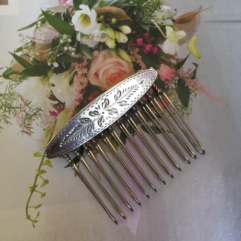 Sterling Silver Hair Comb Vintage Design Bridal Bridesmaid Prom Wedding Hair Accessories