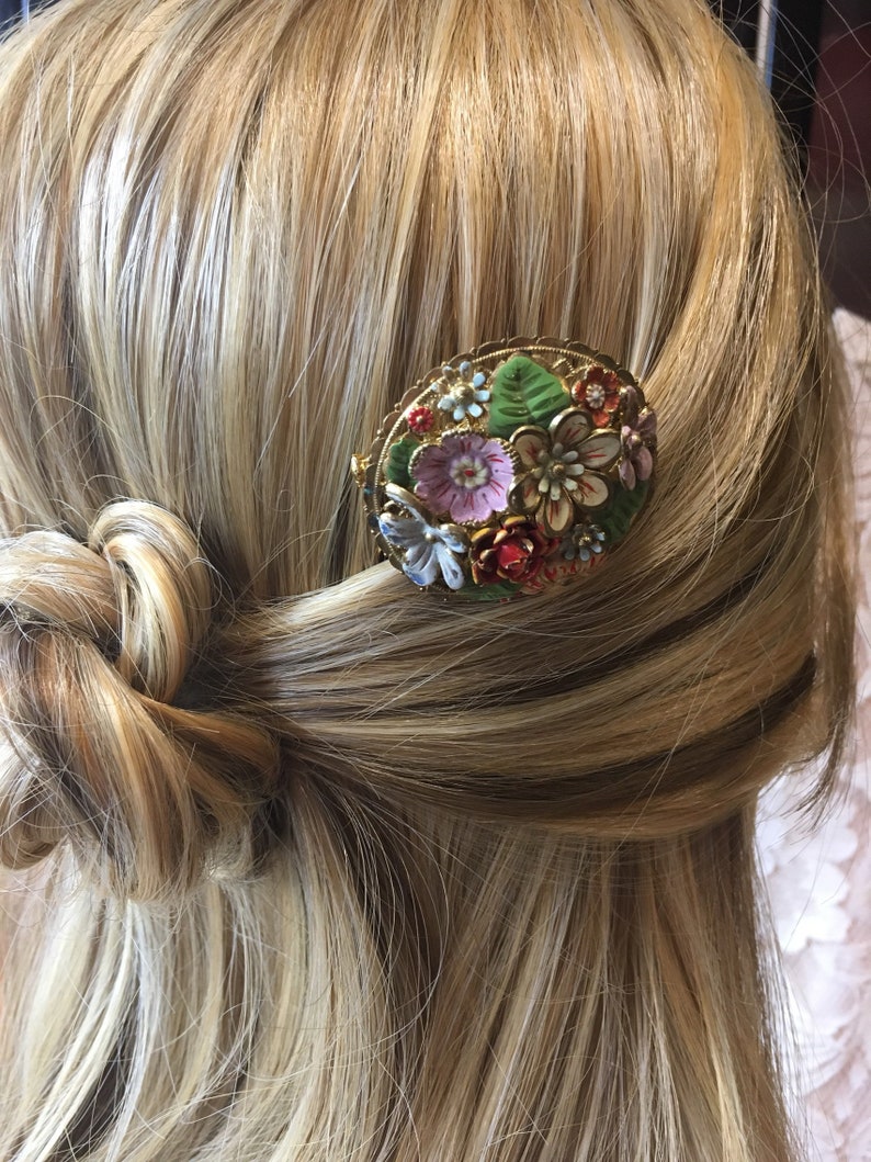Wedding Hair Accessories Vintage Floral Design Hair Comb With Enamel Bridesmaid Prom Hair Comb Vintage Bridal