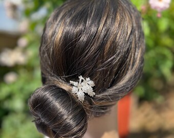 Vintage Marcasite Leaf Hair Comb: Sterling Silver Bridal Headpiece