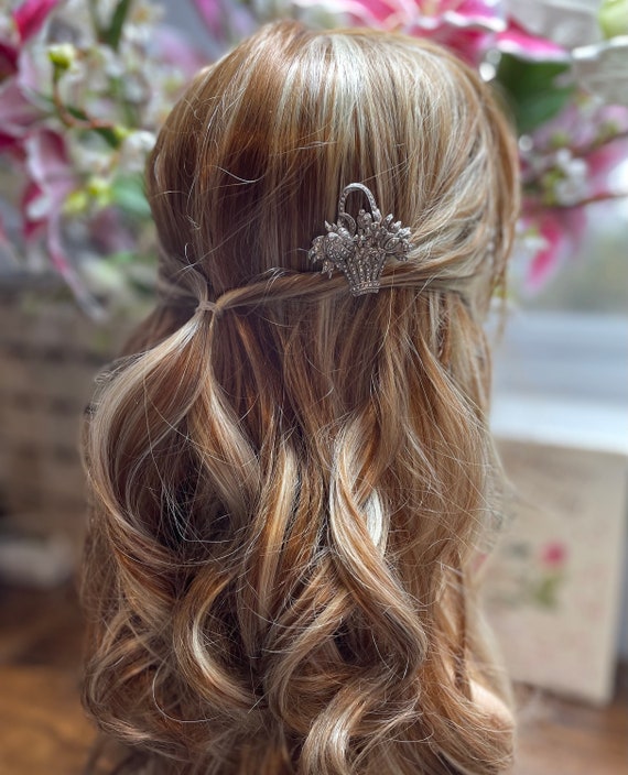Vintage Marcasite Bridal Hair Comb, Up Cycled Hai… - image 4