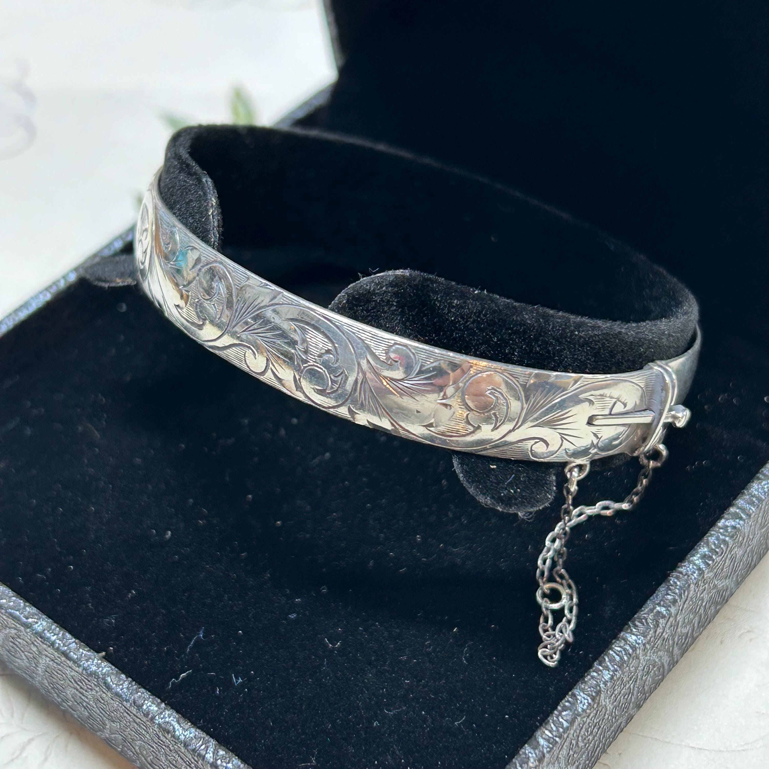 90年代　silver925 bangle Vintage Mexico TR 95 925 Sterling Silver Bangle Bracelet 7.5