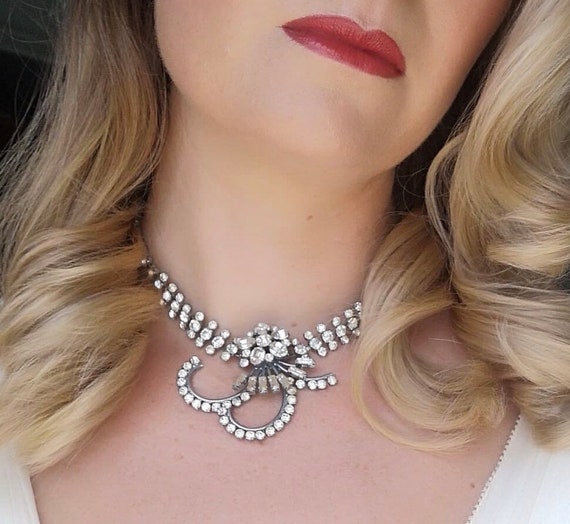 Vintage Bridal Jewellery A Clear Crystal Diamante Statement
