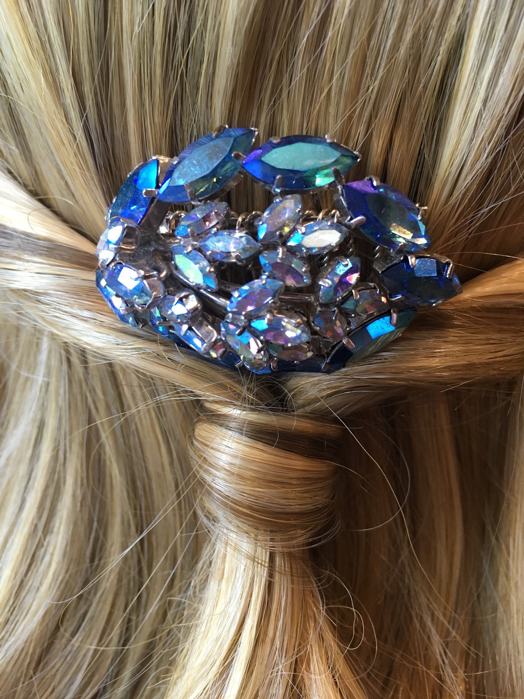 Blue Hair Accessory Blue Bridal Hair Comb Blue Bridesmaid Etsy