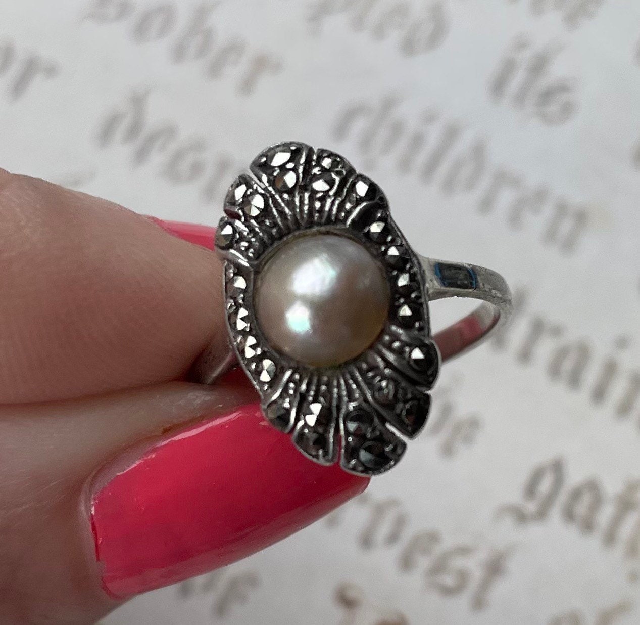 Vintage marcasite sale ring