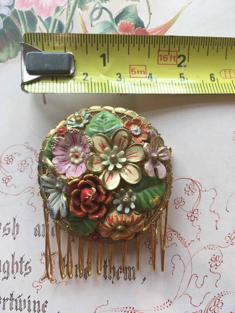 Wedding Hair Accessories Vintage Floral Design Hair Comb With Enamel Bridesmaid Prom Hair Comb Vintage Bridal