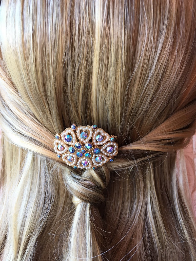 Vintage Bridal Wedding Hair Accessories,Made In UK Bridesmaid Prom Hair Comb Vintage Faux Pearl Hair Comb- Pearl Heart Design Hair Comb