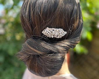 Art Deco Crystal Bridal Hair Comb, Upcycled Vintage Wedding Headpiece